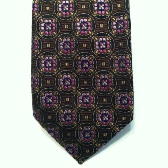 XMI PLATINUM MENS NEW BROWN SILK TIEWIDTH: 3 3/8"